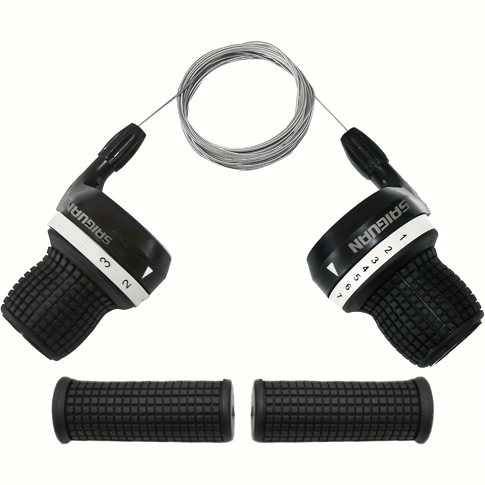 1 pair bicycle twist   shifter lever compatible with 3x7   bicycle drivetrains non slip rubber grip ergonomic twist design with cable management for mtb mountain bike handlebar shifter   installation hardware black ideal for beginners pros mountain biking accessories quality polished   0