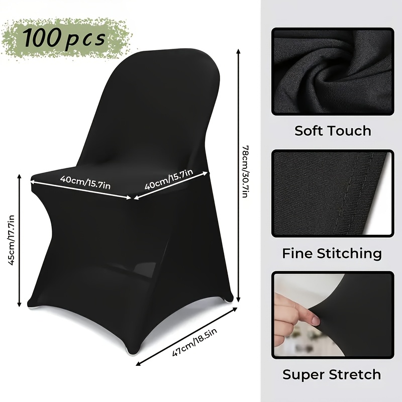 100pcs Wedding Supplies, High Elasticity Black Folding Chair Covers, Suitable for Protection, Easy to Disassemble and Clean, Suitable for Weddings, Festivals, Banquets, Parties, Celebrations
