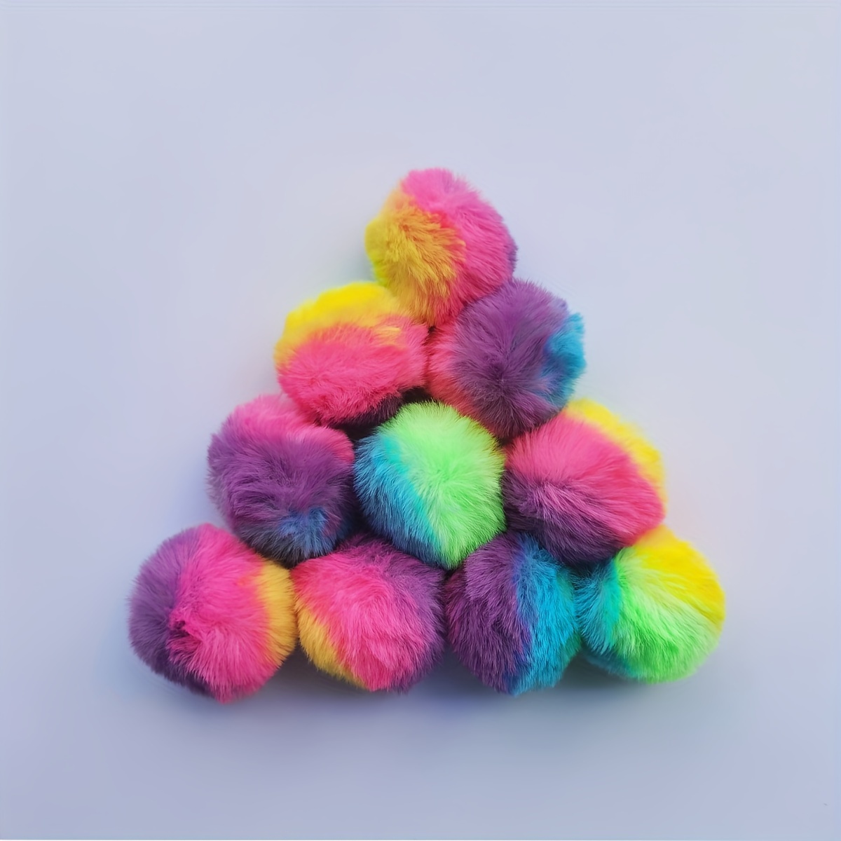 

10pcs Premium Rabbit Fur Pom Poms, 2" Fluffy Balls With Loops For Diy Crafts, Scarves, Gloves, Bags & Knitting Projects