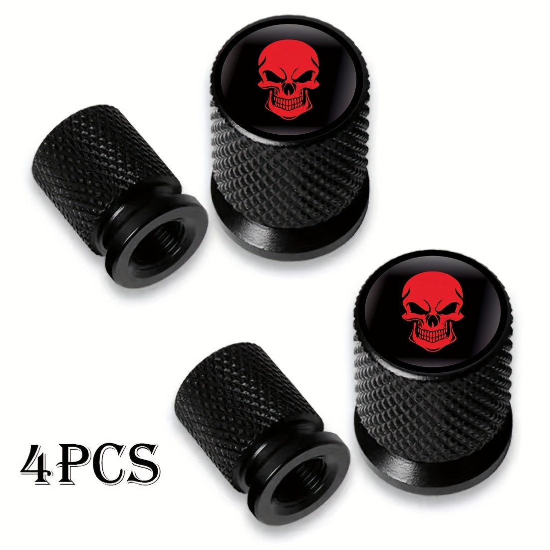 Pattern Car Tire Aluminum Valve Stem Caps Set Of Four, Universal Tire Valve Dust Covers, Options For Suv, Truck, And Seda