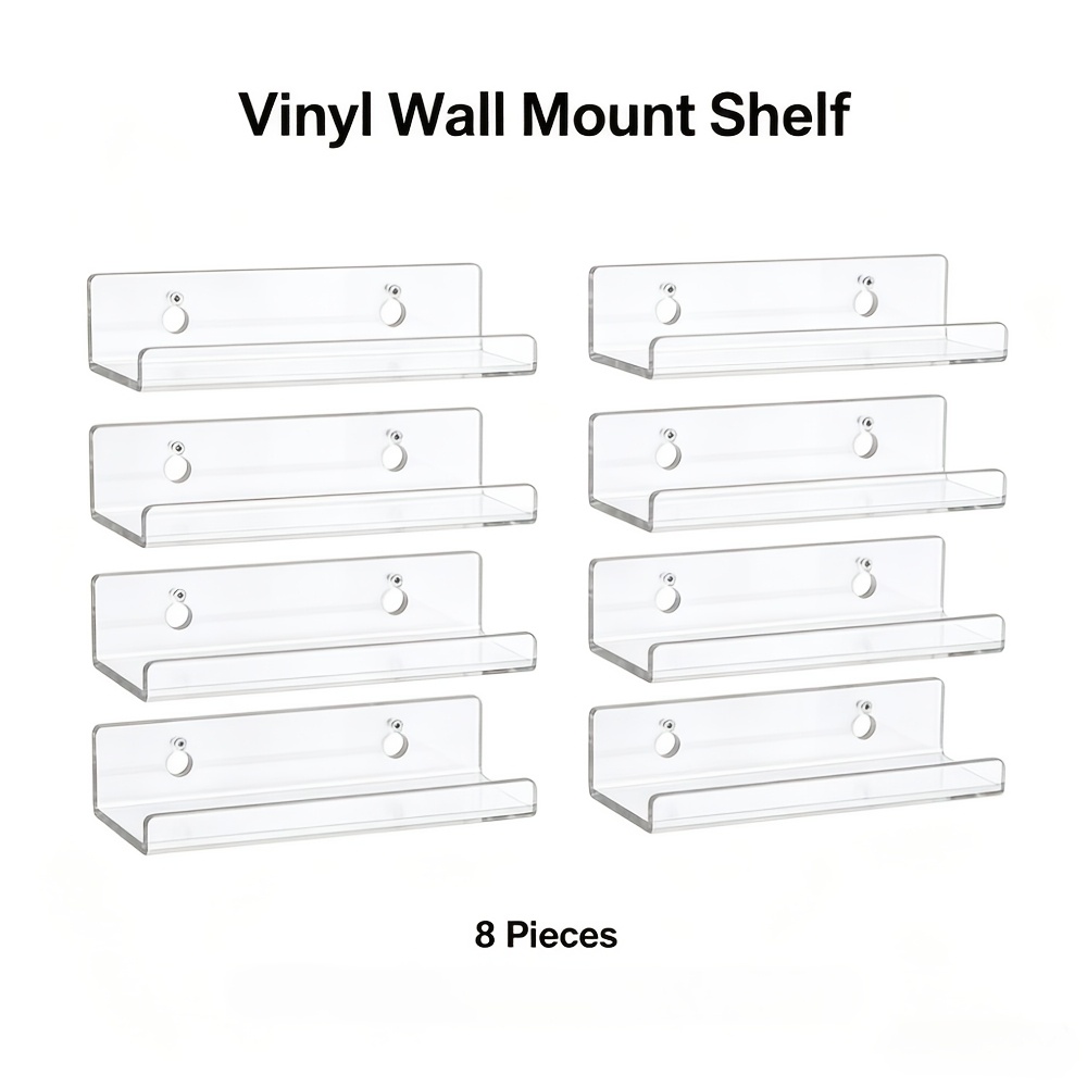 TEMU 12/10/8 Pack Clear Acrylic Vinyl Record Wall Holder, Floating Lp Album Display Shelf With Double-sided Anti-scratch Protective Film, Wall Mount