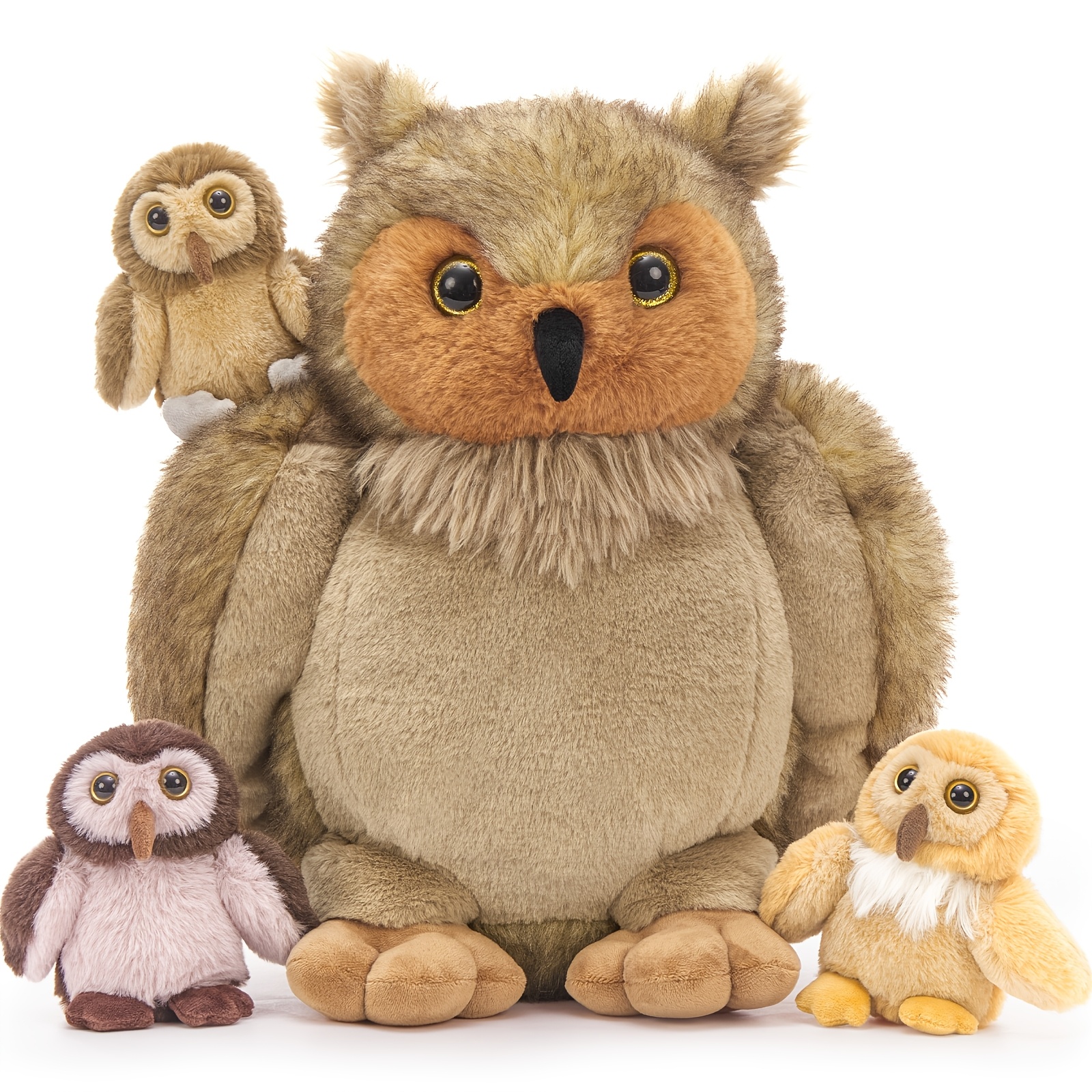 Image of Morismos 4pcs Owl Plush Toy Xxl Set, 45cm High Enormous Owl Plush Toy With Babies In Belly, Owlteddy Plush Stuffed Animal Birthday Gift For Kids Baby
