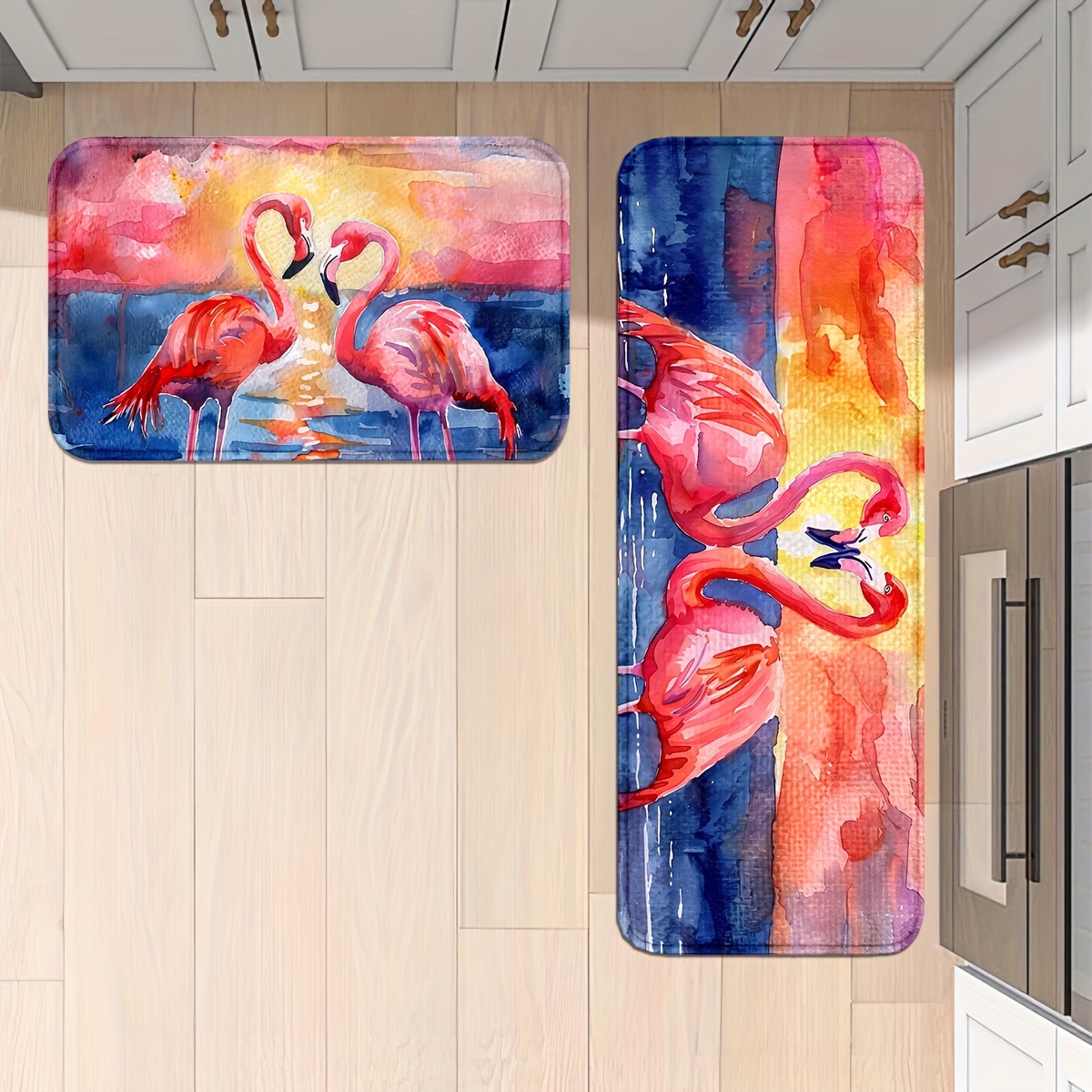 

Flamingo-themed Non-slip Kitchen & Bathroom Mats - , Machine Washable Runner Rugs For Home, Office, Laundry - Comfortable &