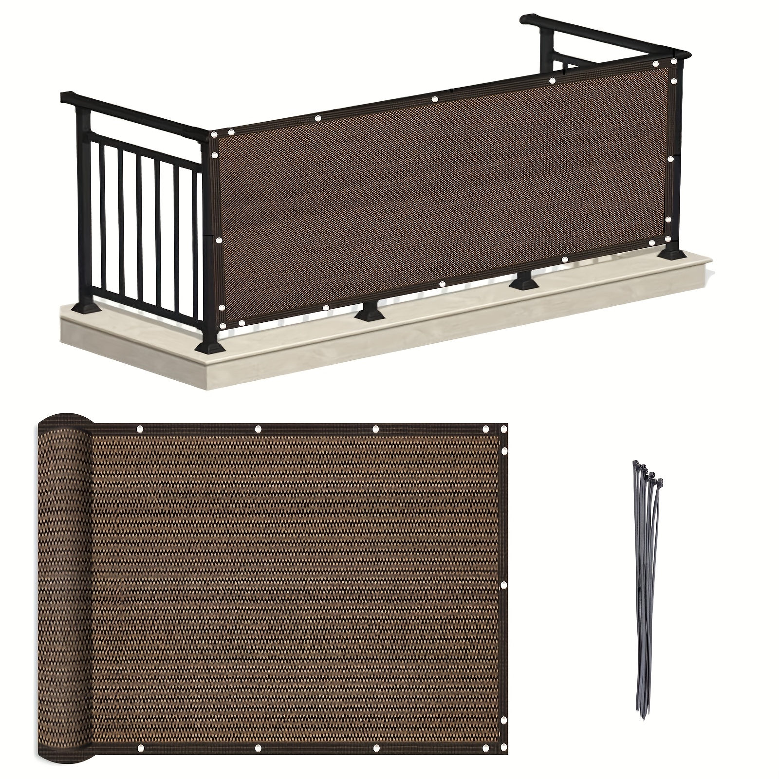 TEMU Heavy Duty Privacy Screen - 70-80% Sunshade Rate Windproof And Dustproof Mesh Fabric, Suitable For Outdoor , , And Pool Decks