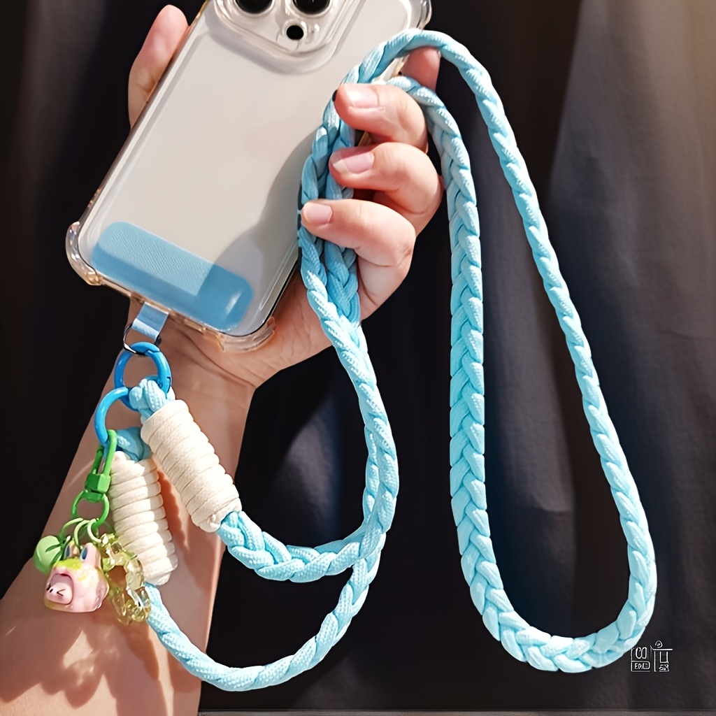 womens adjustable braided crossbody phone lanyard bear charm