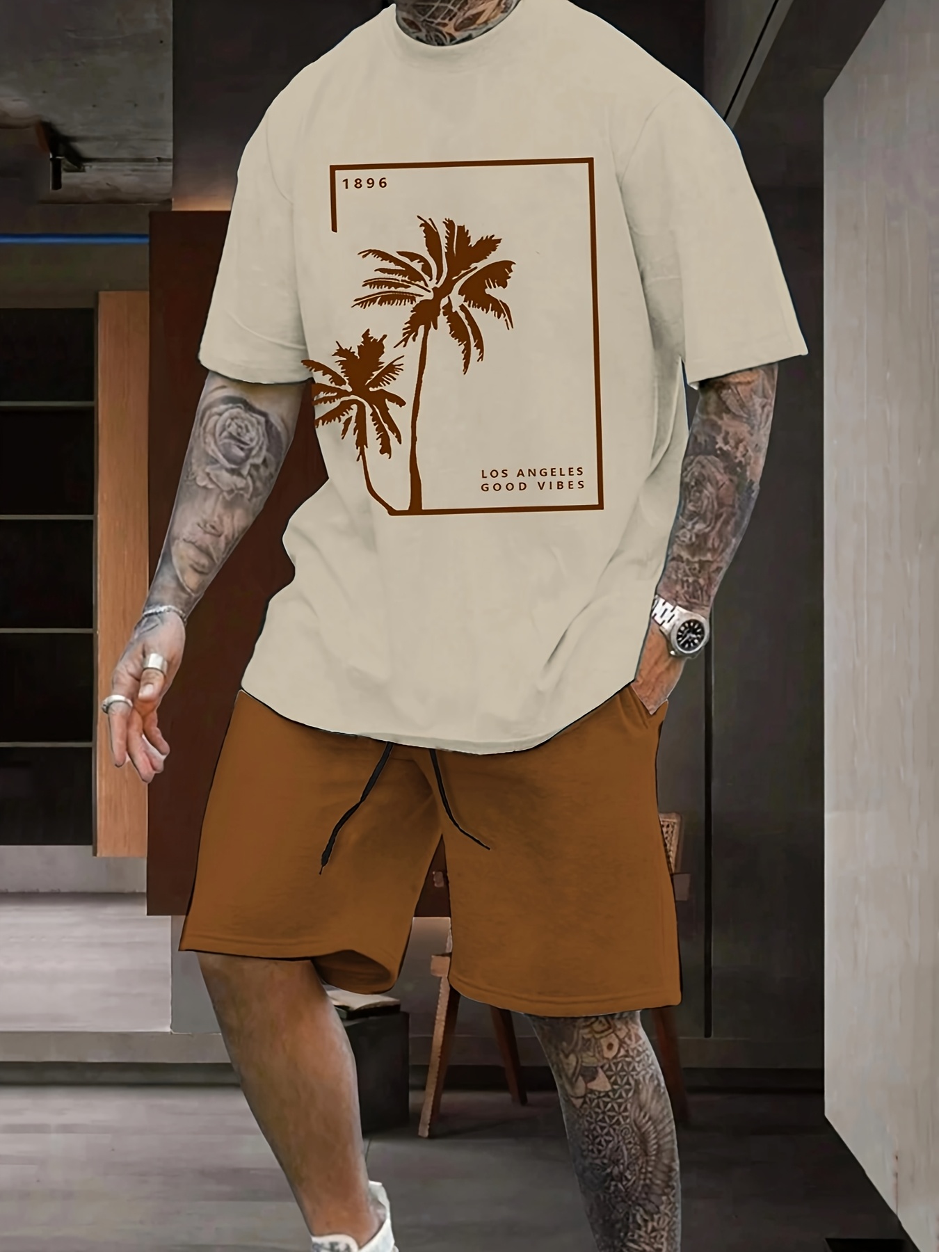 conjunto camiseta shorts verano casual hombre ángeles Temu El