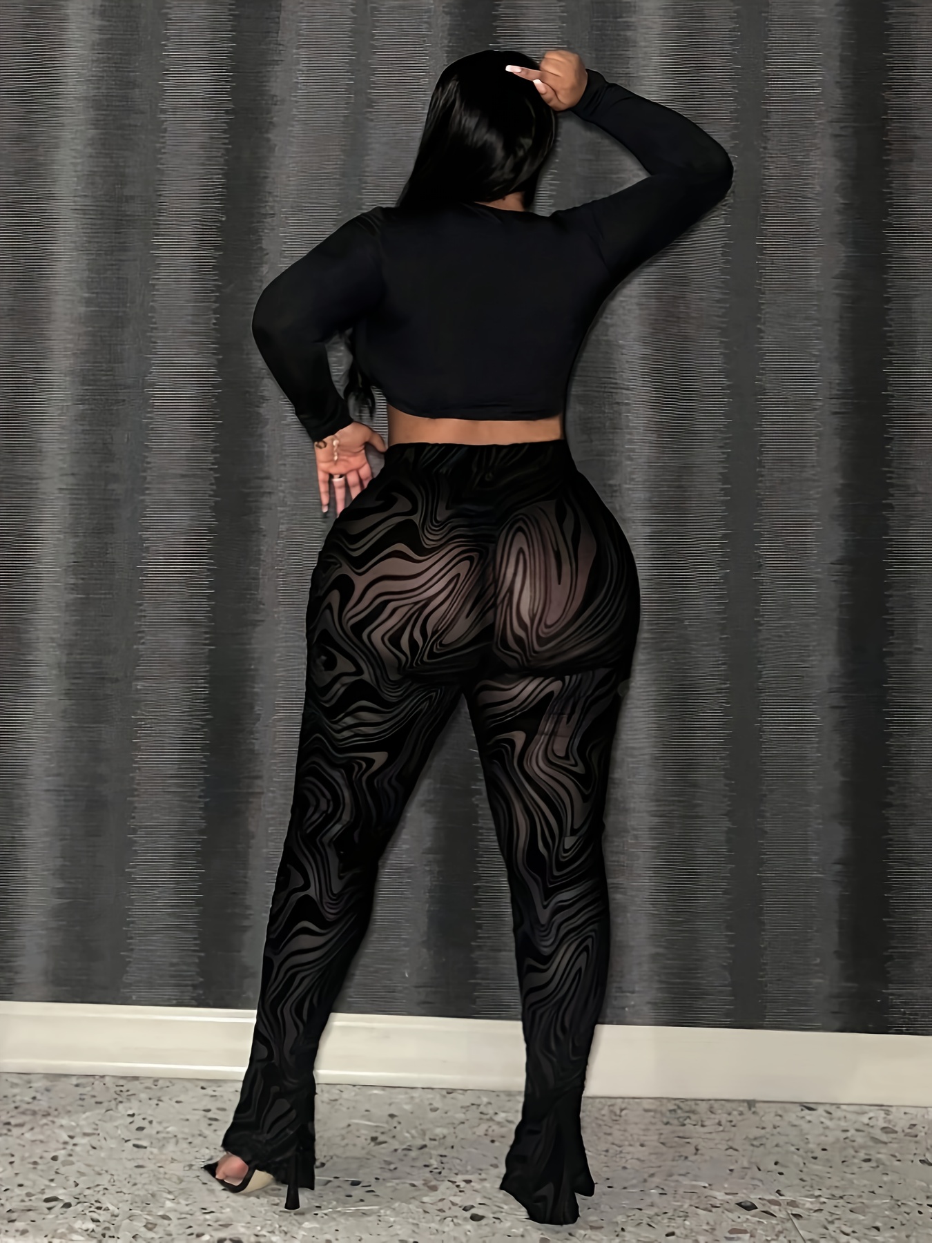 leggings translúcidos forrados vellón mujer talla Temu