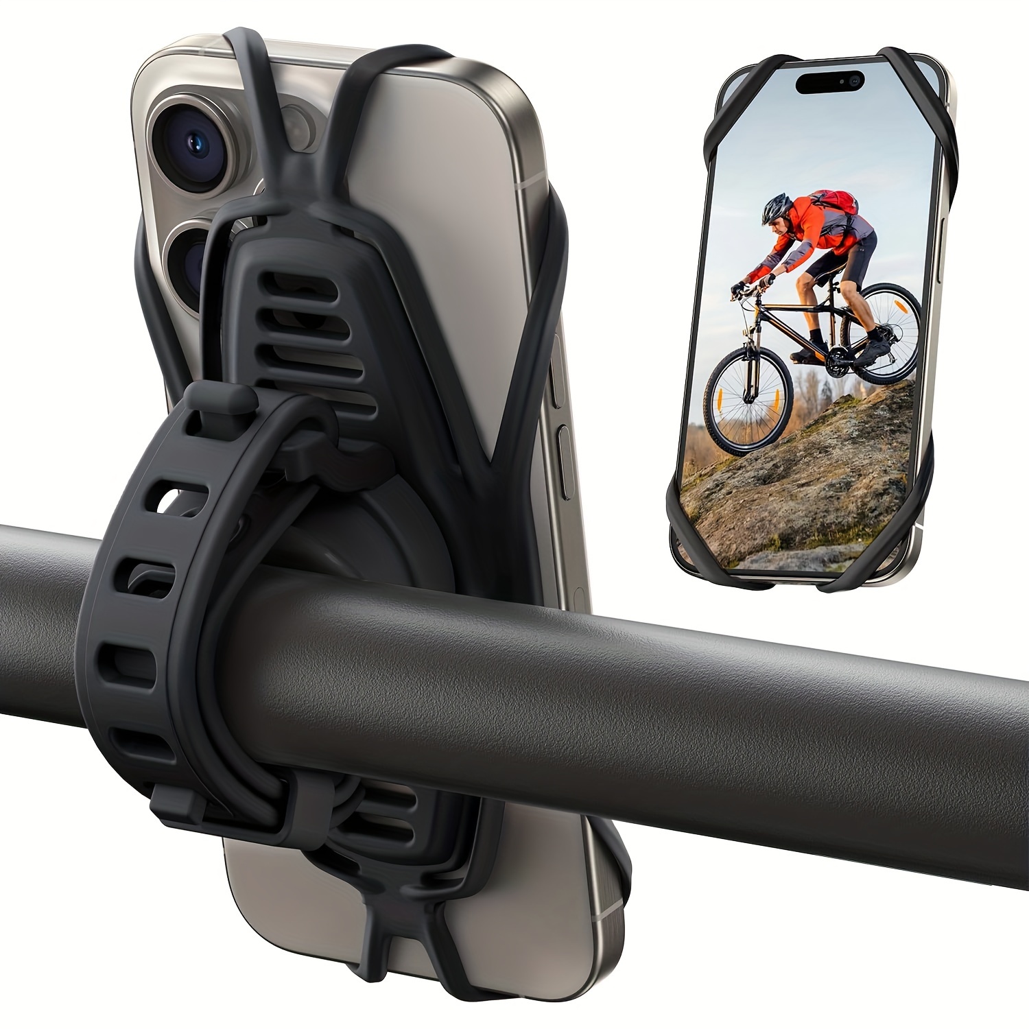TEMU Support Téléphone Vélo, Support Téléphone Amélioré pour Vélos [Compatible avec Téléphones de 7,2 pouces et Ultra-Stable], Support Téléphone pour