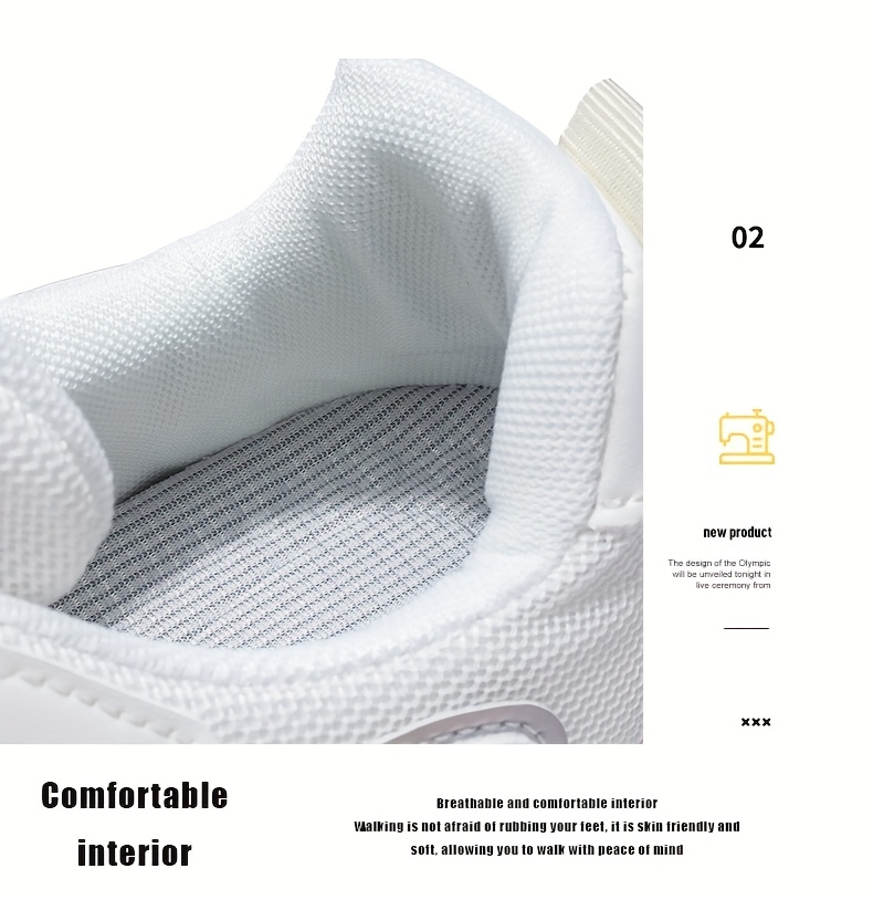 Tenis elegantes para hombre en blanco y dorado - Zapatos transpirables y cómodos para caminar con absorción de impactos, suela de PVC duradera y cierre de agujetas, ideales para uso casual, correr y actividades al aire libre, calzado casual | Tenis con agujetas elegantes | Zapatos cómodos para caminar