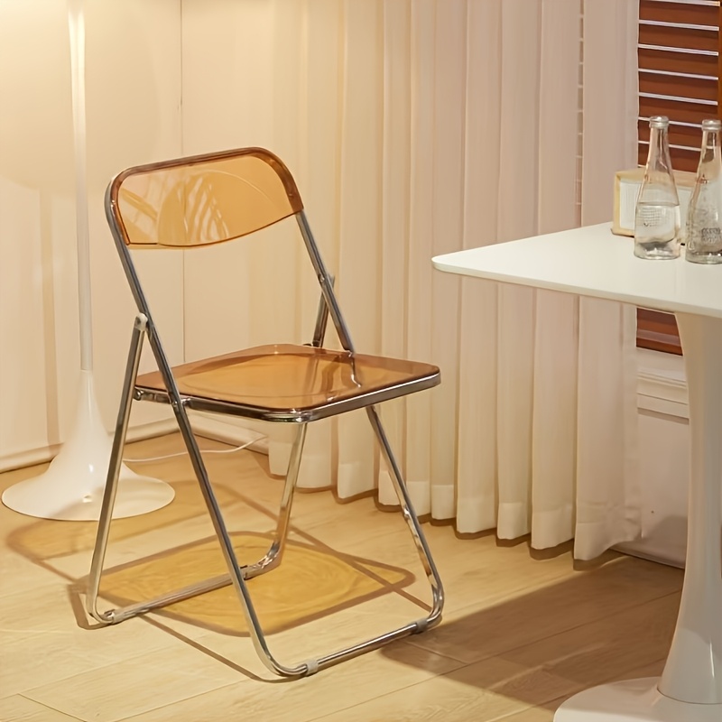 Easy Photography Clothing Store Stool, No Cushion Design, Transparent Acrylic Folding Chair, Suitable for Restaurants, Offices, Reception Areas, Etc., Modern Minimalist Style Living Room Chair