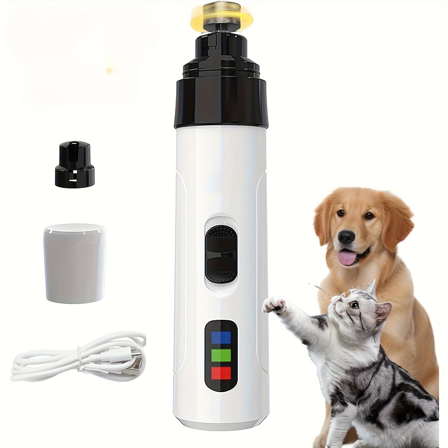 TEMU 2025 New Dog Nail Trimmer, Usb Rechargeable Pet Nail Grinder, Silent Nail Grinder, Dog Nail Trimmers, Tool For Smoothing