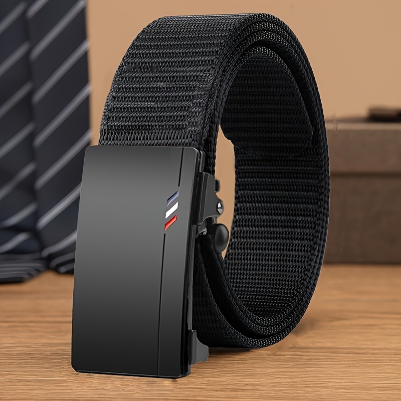 Men's Casual Nylon Woven Belt with Automatic Buckle