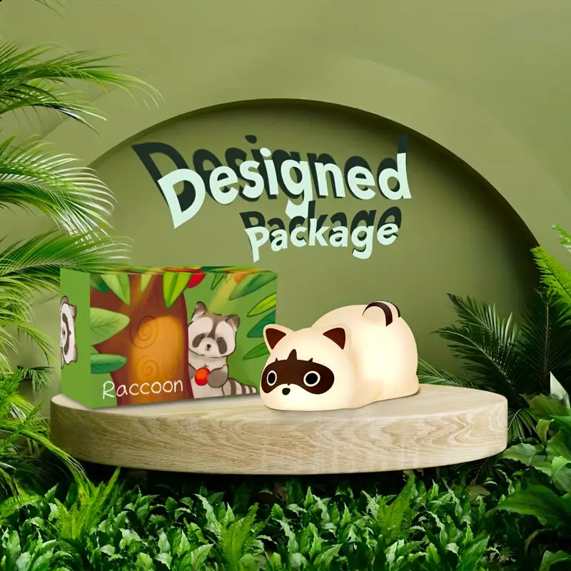 night light for kids raccoon cute led lamp bedside lamp baby nursery bedroom dimmable rechargable touch control table desk lamp cool stuff fun kawaii room decor aesthetic novelty accessories gift for women home decor easter gift Product details 4