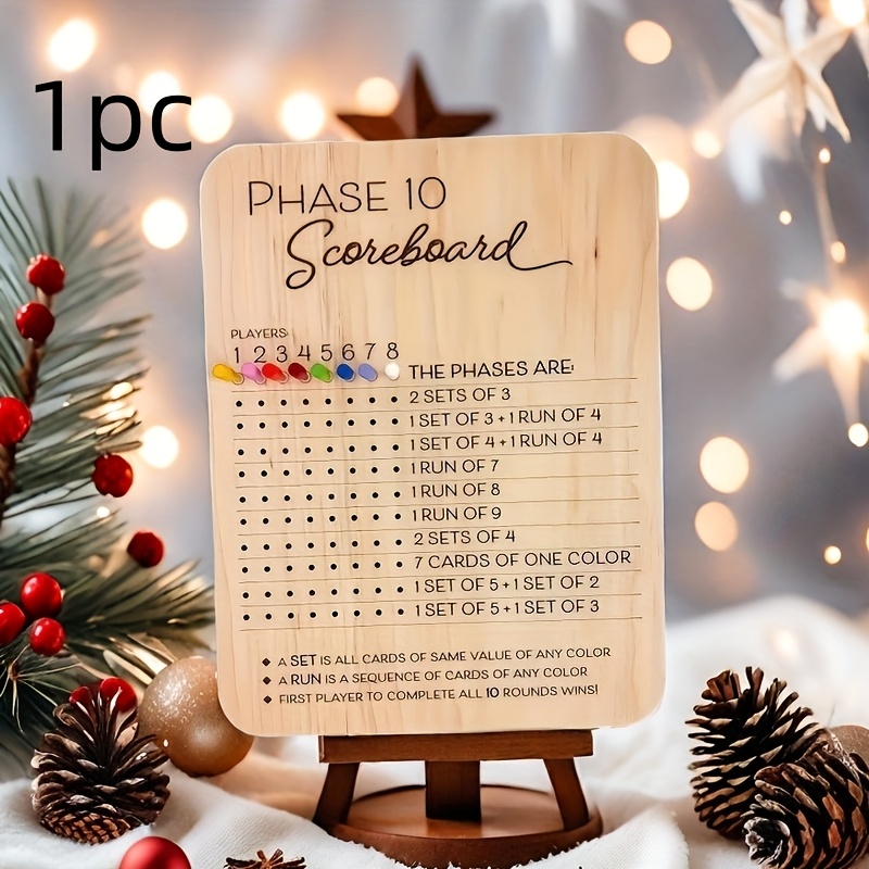 

Wooden 10-stage Scoreboard And Round , With 8 Pegs, A Set Of 10-stage Scoreboards, A Fun Tabletop Game Card Accessory Suitable For Parties, Families, And Nights