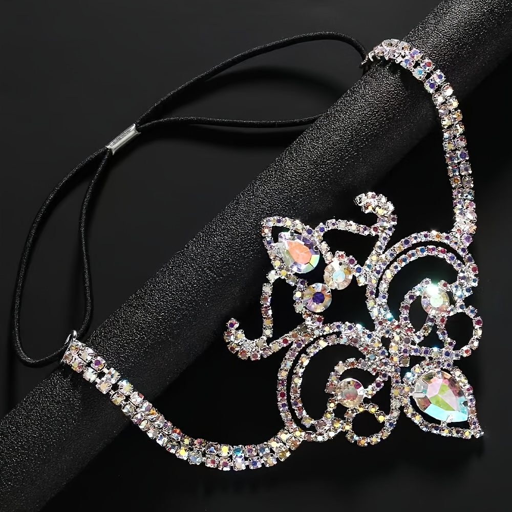 TEMU Boho-inspired Rhinestone Leg Chain - Stretchy, Glittering Copper Ankle Bracelet With Pink And Purple Gems, Perfect For Weddings And Parties,