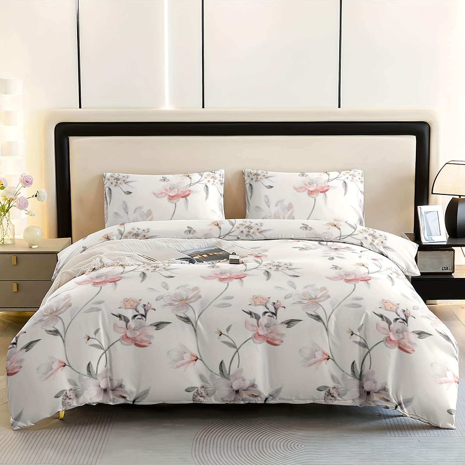 3pcs Duvet Cover Set (1 Duvet Cover + 2 Pillowcases, Without Filling), Botanical Print Bedding, Soft And Comfortable, Suitable For Bedrooms And Guest Rooms