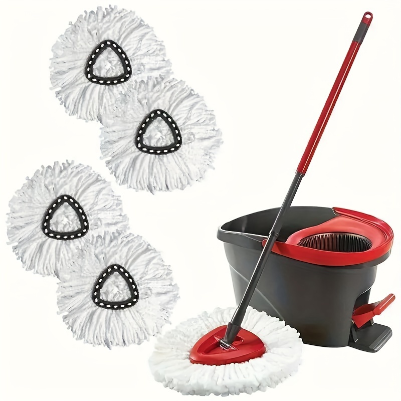 TEMU 4pcs Ultra-absorbent Microfiber Mop Heads - Durable & Scratch-resistant, Dry & Machine Washing, Ideal For Kitchen, Bathroom, Bedroom Floor Cleaning & Outdoor Wall Glass Surfaces