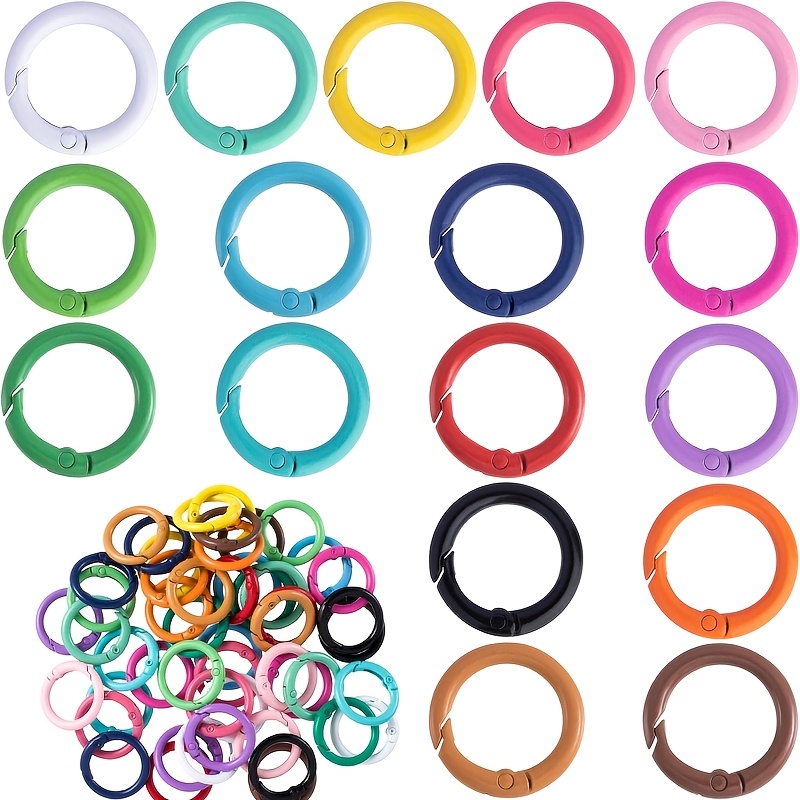 TEMU 54pcs Round Colorful Snap Fasteners, Spring O- Release Hooks For Bags, Handbags, Crafts, Multipurpose Keychains, For Making Accessories, Colors