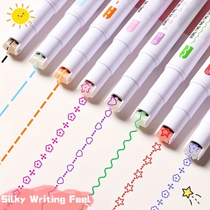 TEMU Random 1pc Colored Floral Outline Pen Curve Pen Handcraft Curve Floral Colored Pen Journal Roller Scalloped Pen Handcraft Newspaper Special Pen