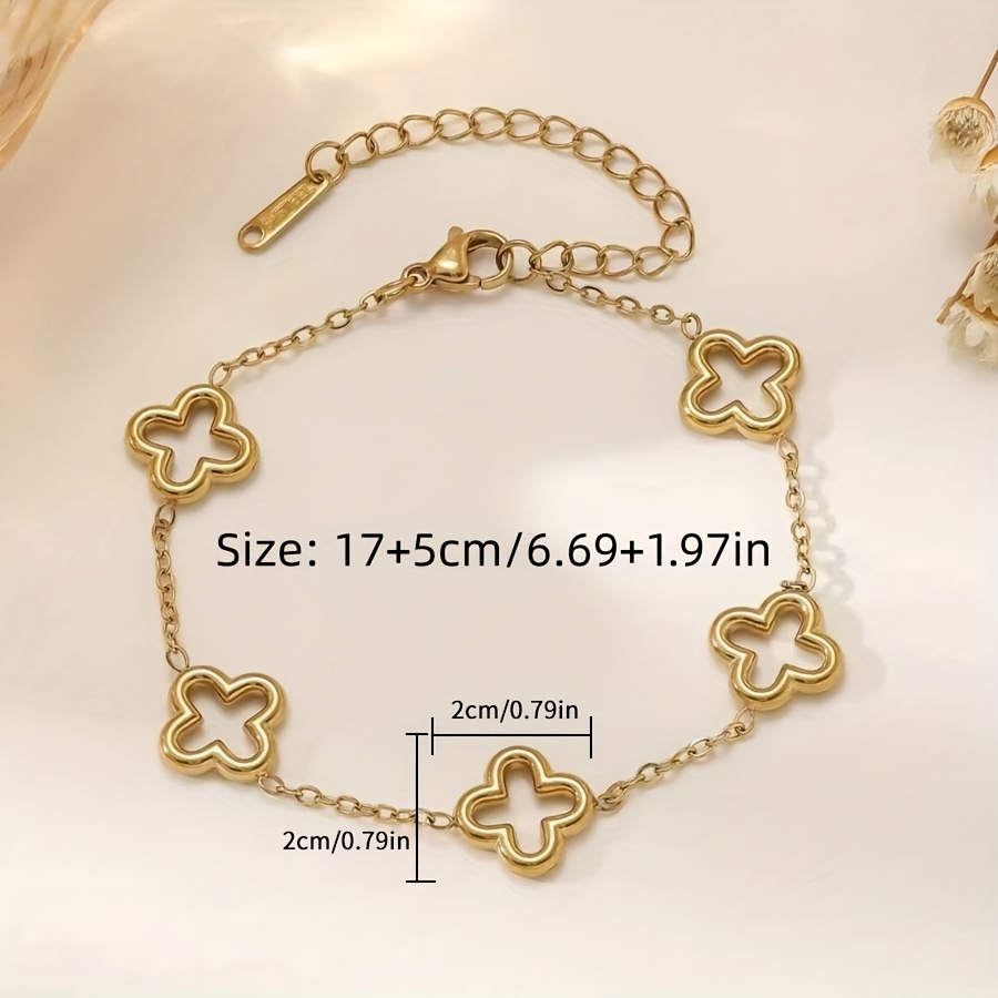 Women's 18K Gold Plated Four Leaf Clover Bracelet — Lucky Gift