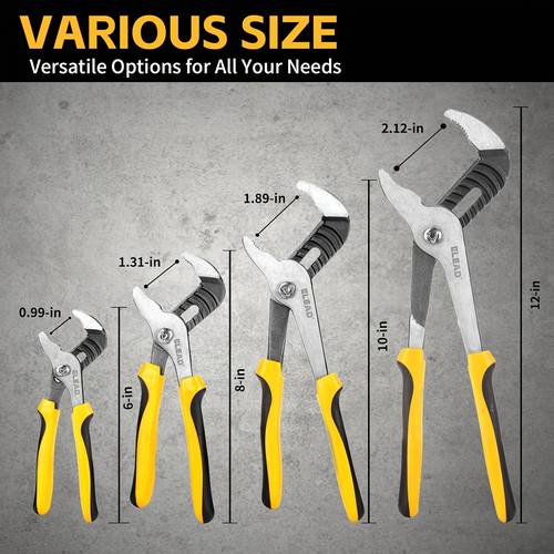 4pcs joint pliers set 12 10 8 6 inch adjustable water pump pliers with tool roll bag tongue and for nuts bolts pipe fittings