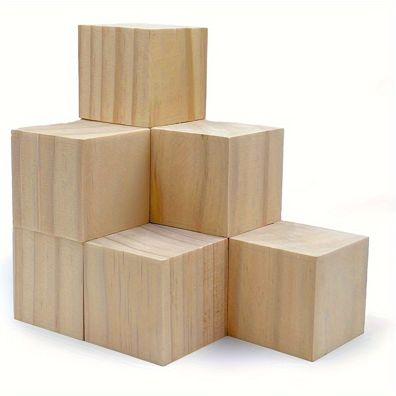 30 cubos de madera – bloques cuadrados de madera en blanco – bloques de  apilamiento de cubo de artesanía sin terminar para manualidades de  bricolaje