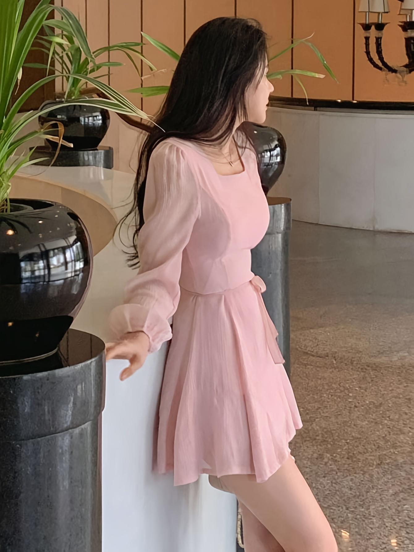 strapless open back dress HIGH NECK DRAPED PINK MINI DRESS | CULT MIA main image 0