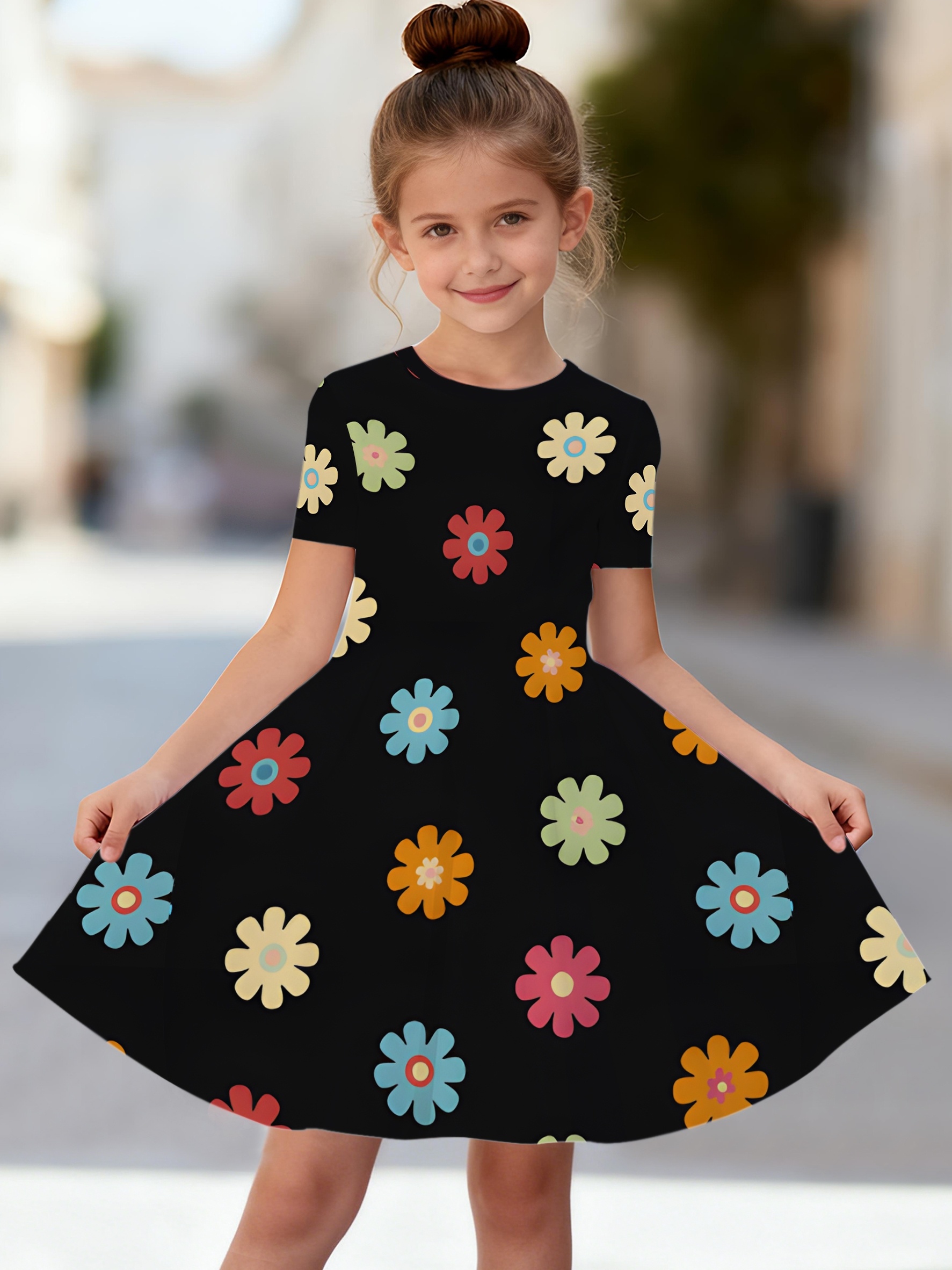 cartoon print design dress girls large skirt casual short Anewsta Women's Green Christmas Maweii Pin Size:33Wx32L
