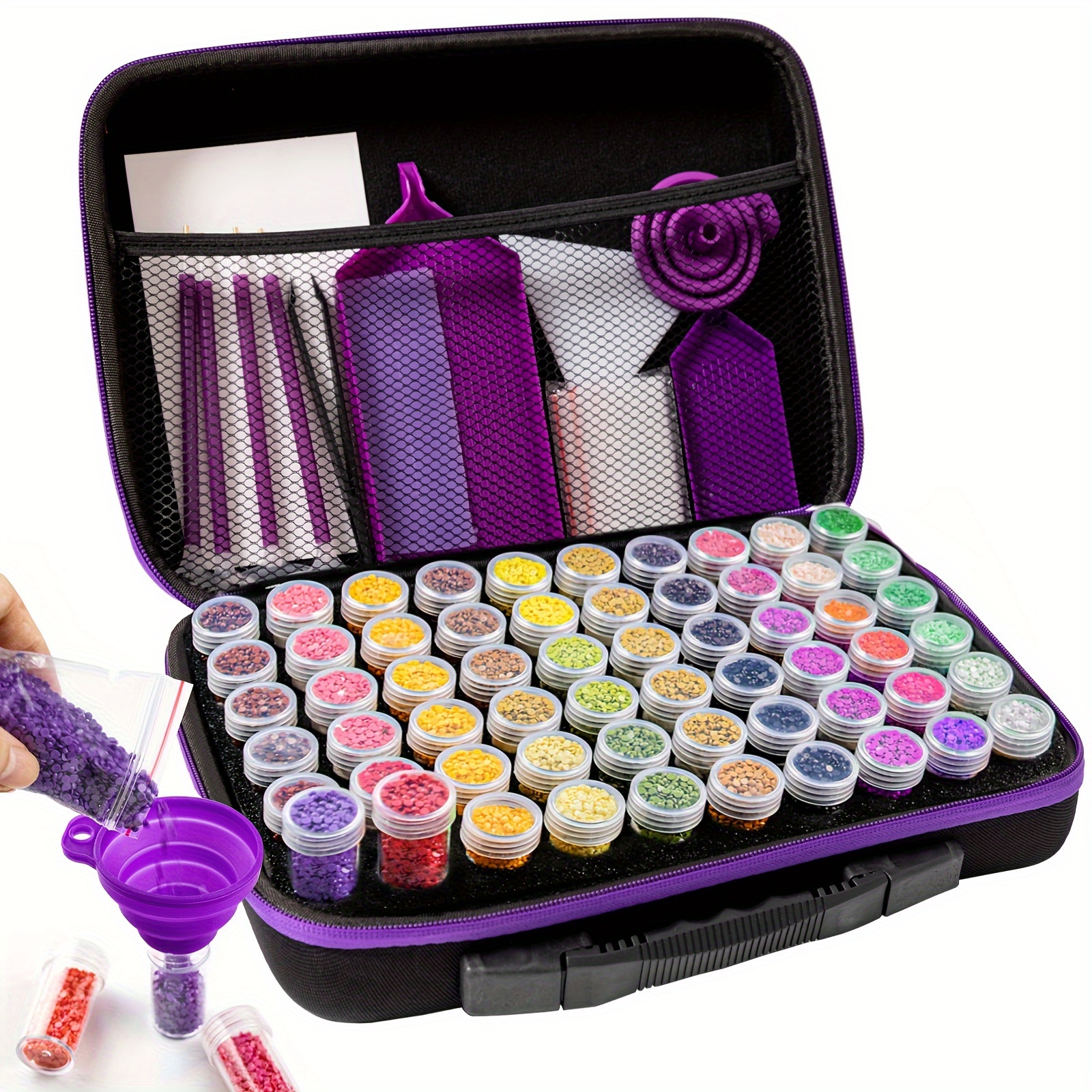 

5d Diamond Painting Accessories Tool Kit Handbag, 30 Slots, 60 Slots, 120 Slots Available, Suitable For Mosaic Painting, Beading And Other Diy Art Making