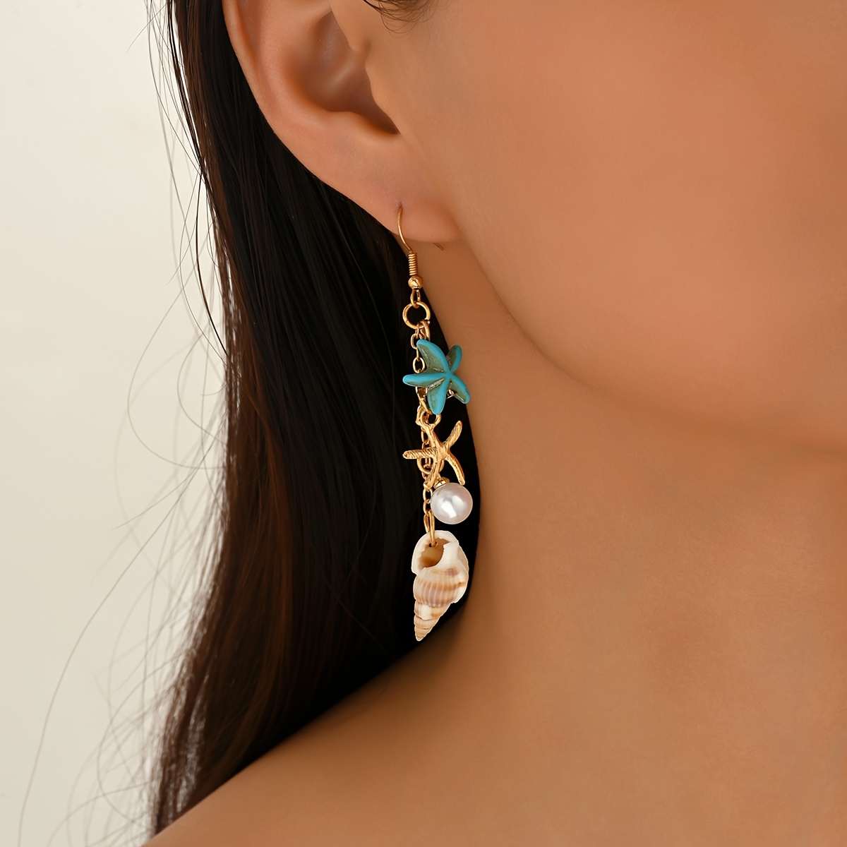Bohemian Beach Style Starfish and Shell Earrings