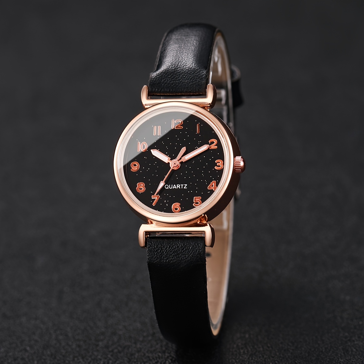 5個のブラッククォーツ腕時計 PUレザーストラップ 亜鉛合金ポインター 亜鉛合金ダイヤルとブレスレットジュエリー 女性用 - Temu Japan