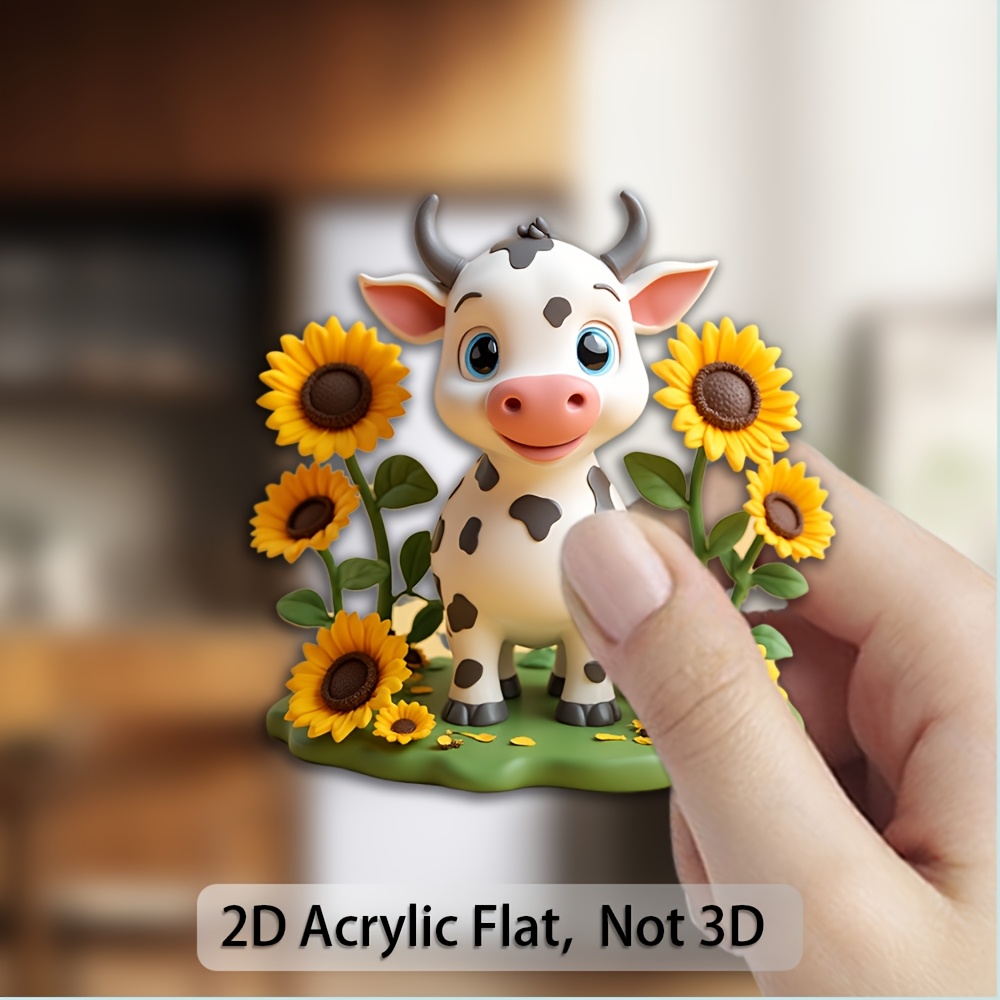 TEMU 1 pz Magnete con Girasoli e Decorazione a Tema Fattoria - Acrilico ad degli Animali, Decorazioni per , Regali, Magneti per Frigorifero - a Tema