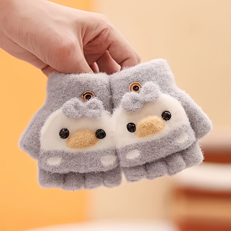 Gloves Autumn Winter Half-finger Warm Unisex Baby Cute Infant Thickened Thickened Cute Warm Cartoon Gloves Winter