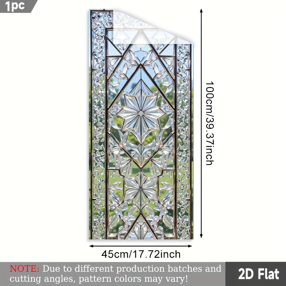 Image of 1 Roll With Geometric 2d Window Film. Pvc Static Adsorption , 45x100cm. Homeart Decoration Removablereusableprivacy Protectioneasy To Installno Glue. Suitable For Bathroom Room Kitchen Office De