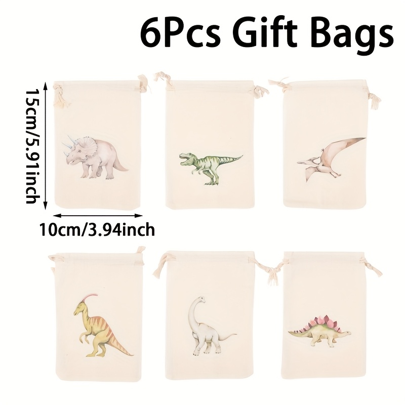 Image of 6pcs,dinosaurs Gifts Drawstring Bag,happy Birthday Party Supplies Packing Bags, Party Decor,dino Theme Party Bags,event Party Gifts Bags