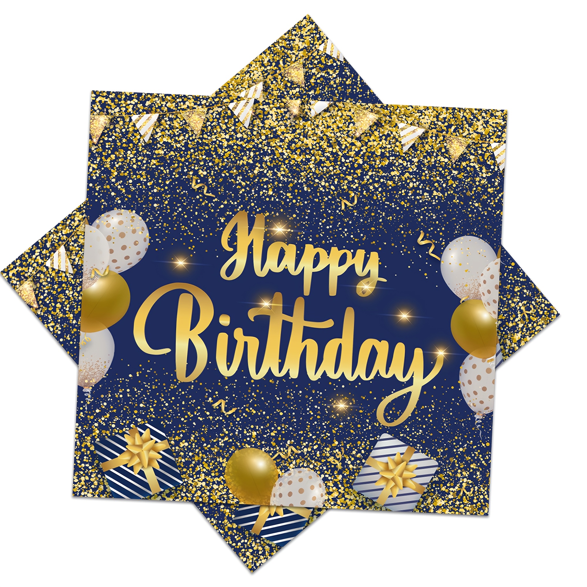 Image of 40 Disposable Napkins In Blue And Golden, Perfect For Celebrations Like Anniversaries, Birthdays, And Bathroom Parties