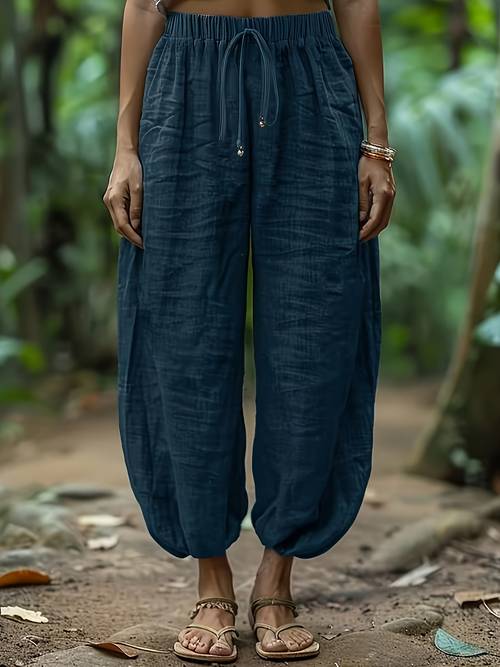 qd1118001 womens elegant wide leg pants drawstring elastic waist loose fit trousers casual formal pants suitable for daily and formal occasions elegant solid color machine washable non stretch fabric comfortable relaxed fit