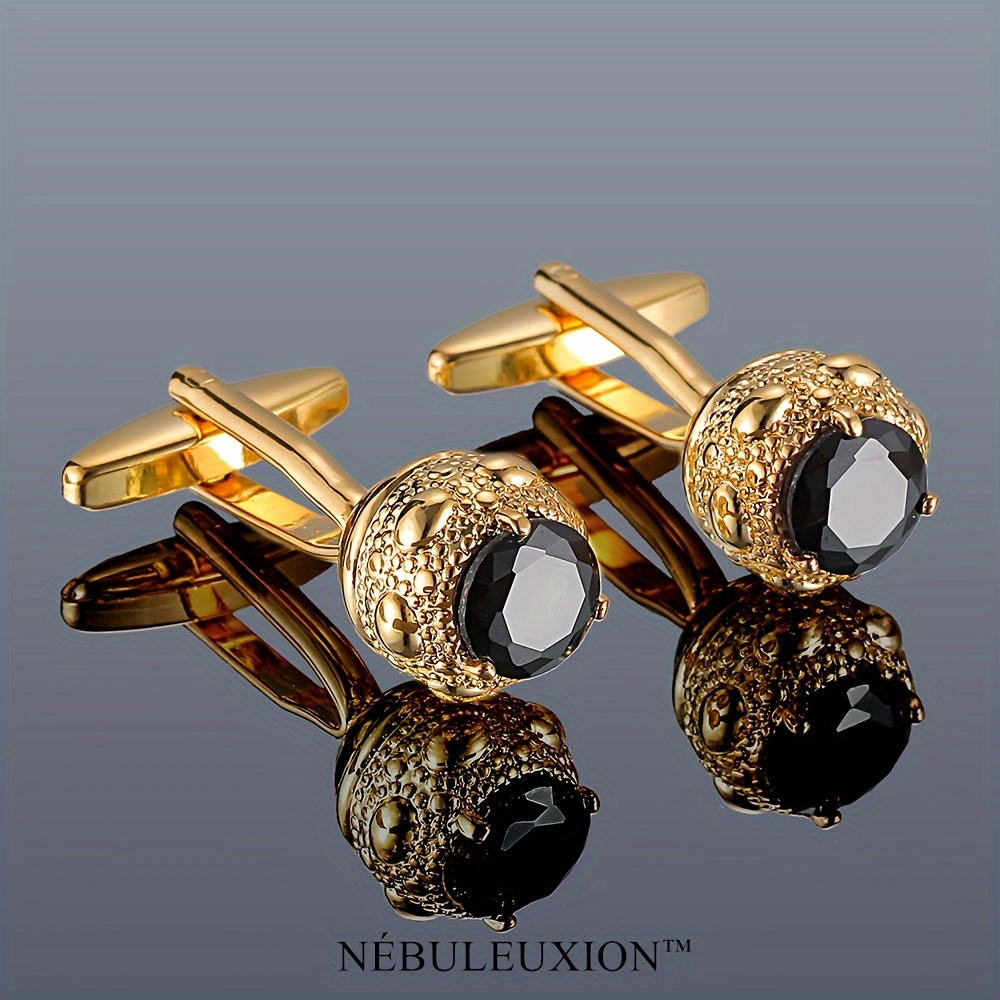 Premium Light Luxury Cufflinks Set with Black Zirconia, 2pcs