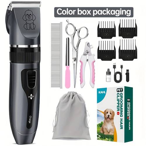 silent dog grooming set rechargeable cordless pet hair clipper trimmer shaver suitable for small and large dogs cats animals