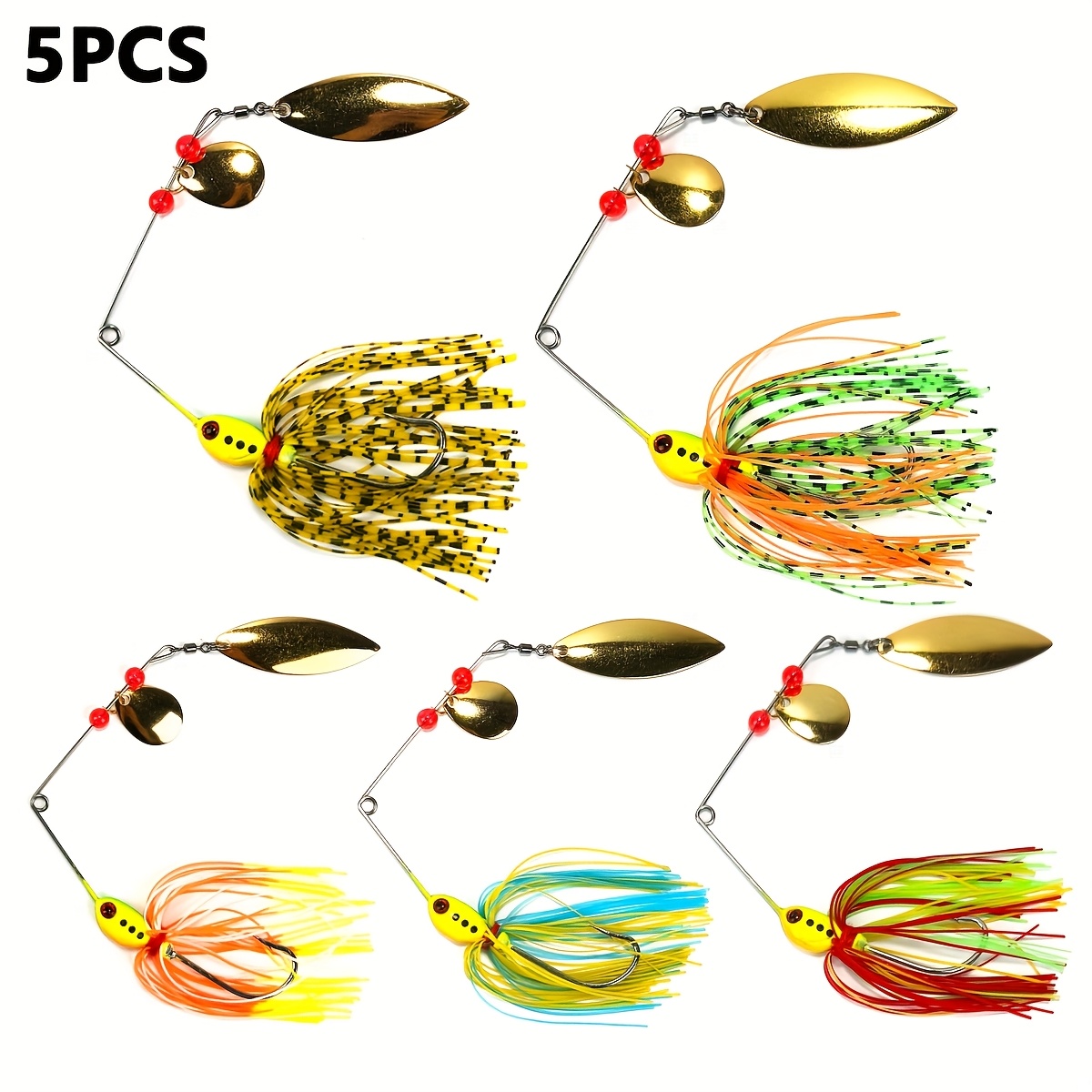 

5pcs Spinnerbait Fishing Lures Set, 17g/0.0374pound, Sinking Hard Baits With Flashing Sequins, Skirts, Freshwater & Saltwater Compatible For Bass, Trout,