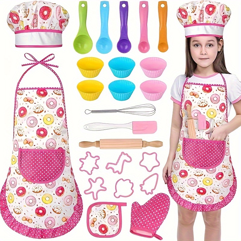 

Ginmic Kids Cooking And Baking , 25/54pcs With Kids Apron, Chef Hat&utensils Kids Cooking Set, Dress Up And Pretend Play Kitchen Toys, Birthday Toys For 3 4 Yr Old Girls Boys