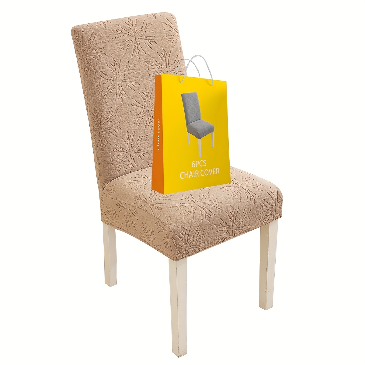TEMU New Upgraded Set Of 4/6 Star-patterned Chair Covers, Solid Color Elastic Universal Kitchen Dining Chair Covers, Suitable For In Restaurants And