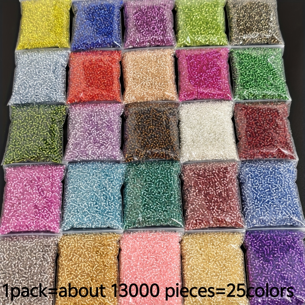 E-shop 13000 Stück 2mm Glas Perlen, 25 lebendige Farben, hochwertige runde lose Perlen für Schmuckherstellung, Ohrringe, Armbänder, Bastelarbeiten