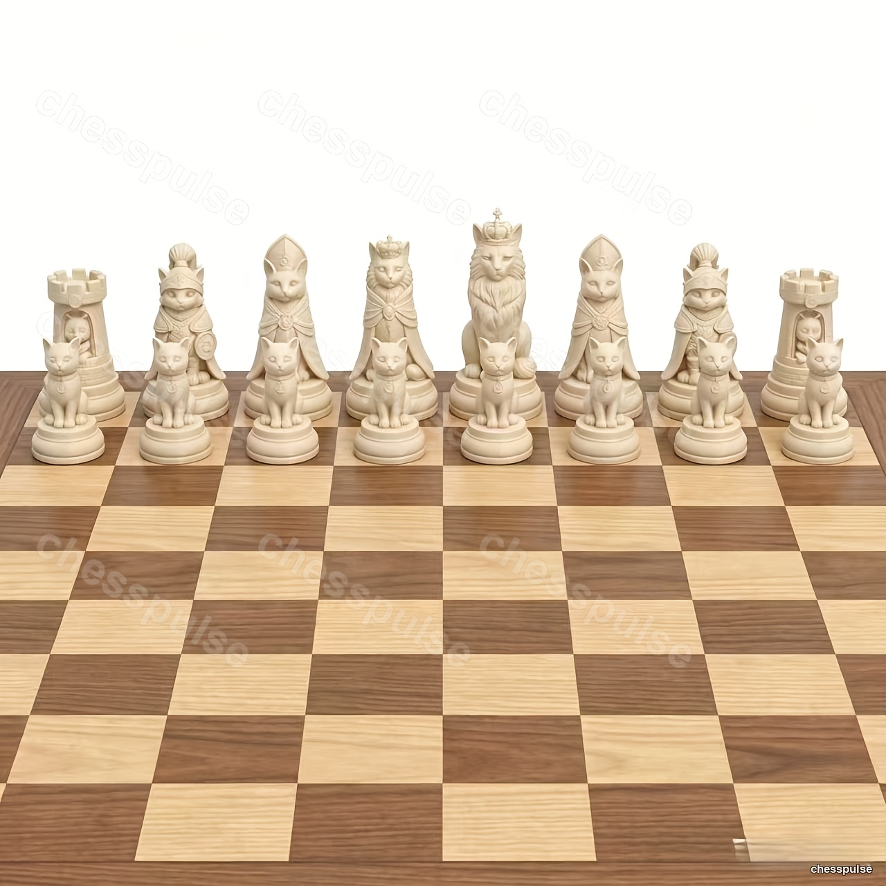 Image of 16pcs 3d Cat Chess Pieces Printed Medieval Cat Chess Figurines, Full Chess Pieces Set, Unique Cat-themed Chess Pieces For Board Game, Home Decor, Gift For Cat Lovers Chess Players