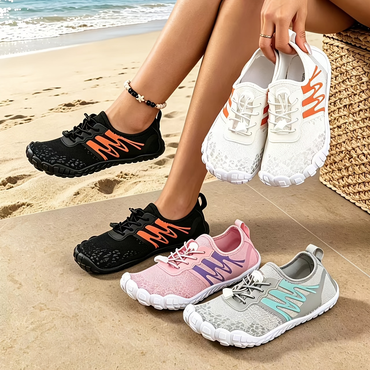 item picture womens casual athletic water shoes breathable lightweight quick dry barefoot suitable for beach vacation surfing swimming fishing diving fitness training women shoes sneakers