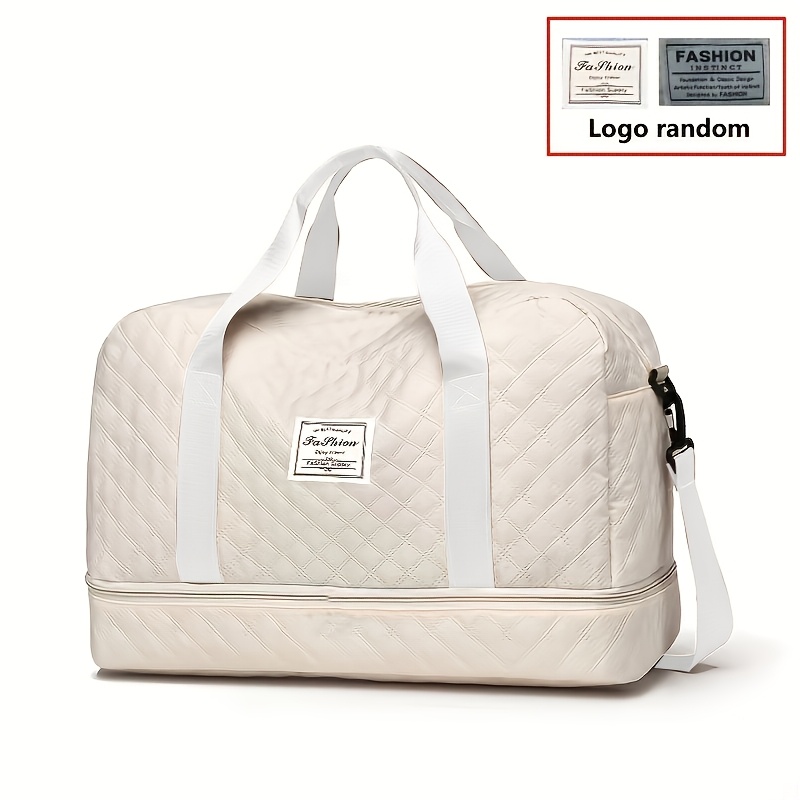 TEMU Diamond Grid Design, Large Capacity Sports And Fitness Storage, Multi-pocket Portable Weekend Travel Bag, Sports Equipment Bag | Handbag |
