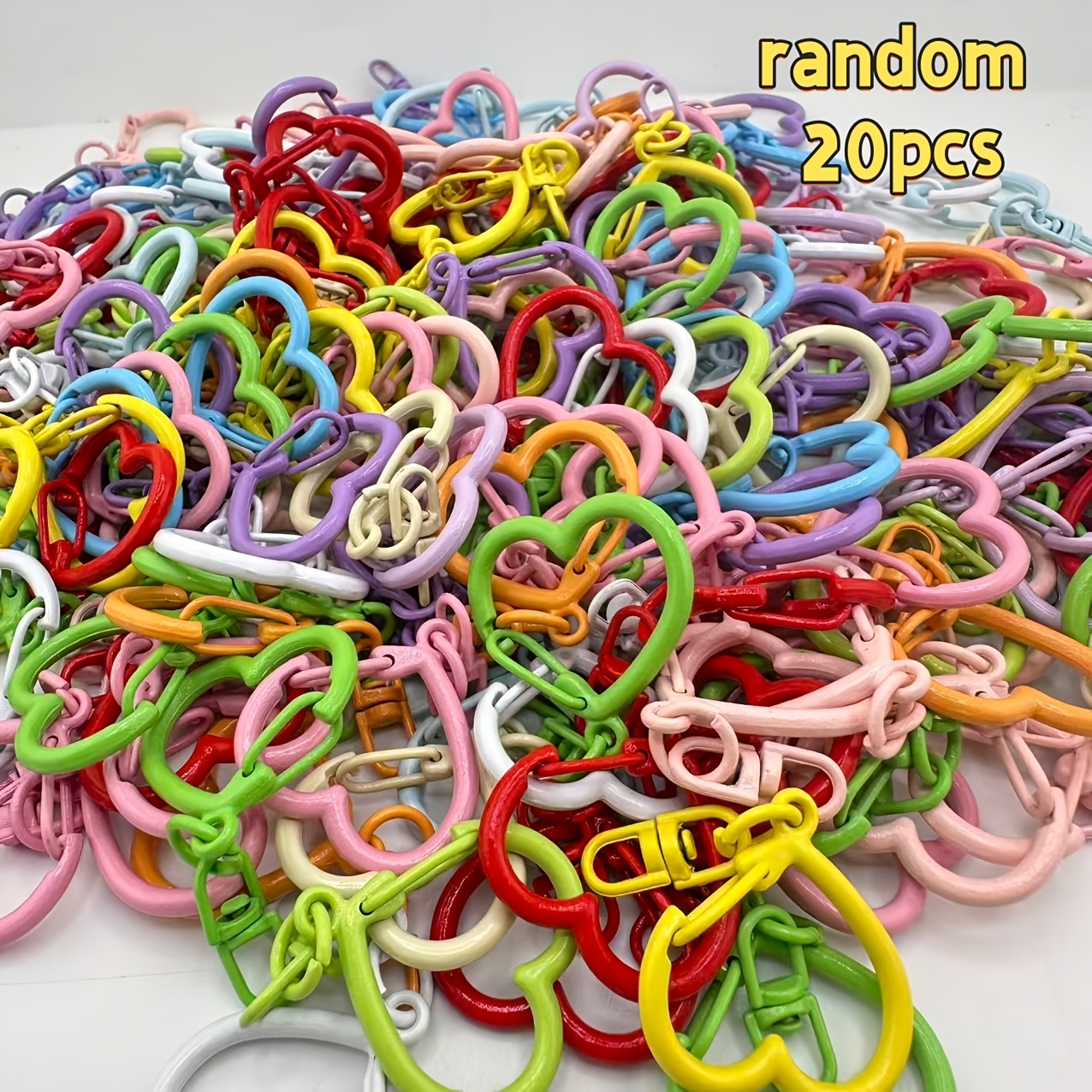 TEMU 20pcs Random Mixed Colors Alloy Heart Shaped Rotating Keychain Clasp Lobster Clasp Heavy Duty Key Chain Keychain Craft Materials, Key Chain