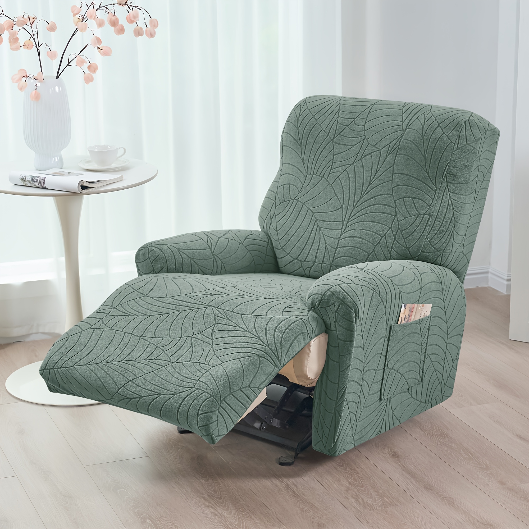 TEMU 4pcs 2025 New Style Sherpa Jacquard Fragmented Single Seat Recliner Sofa Cover