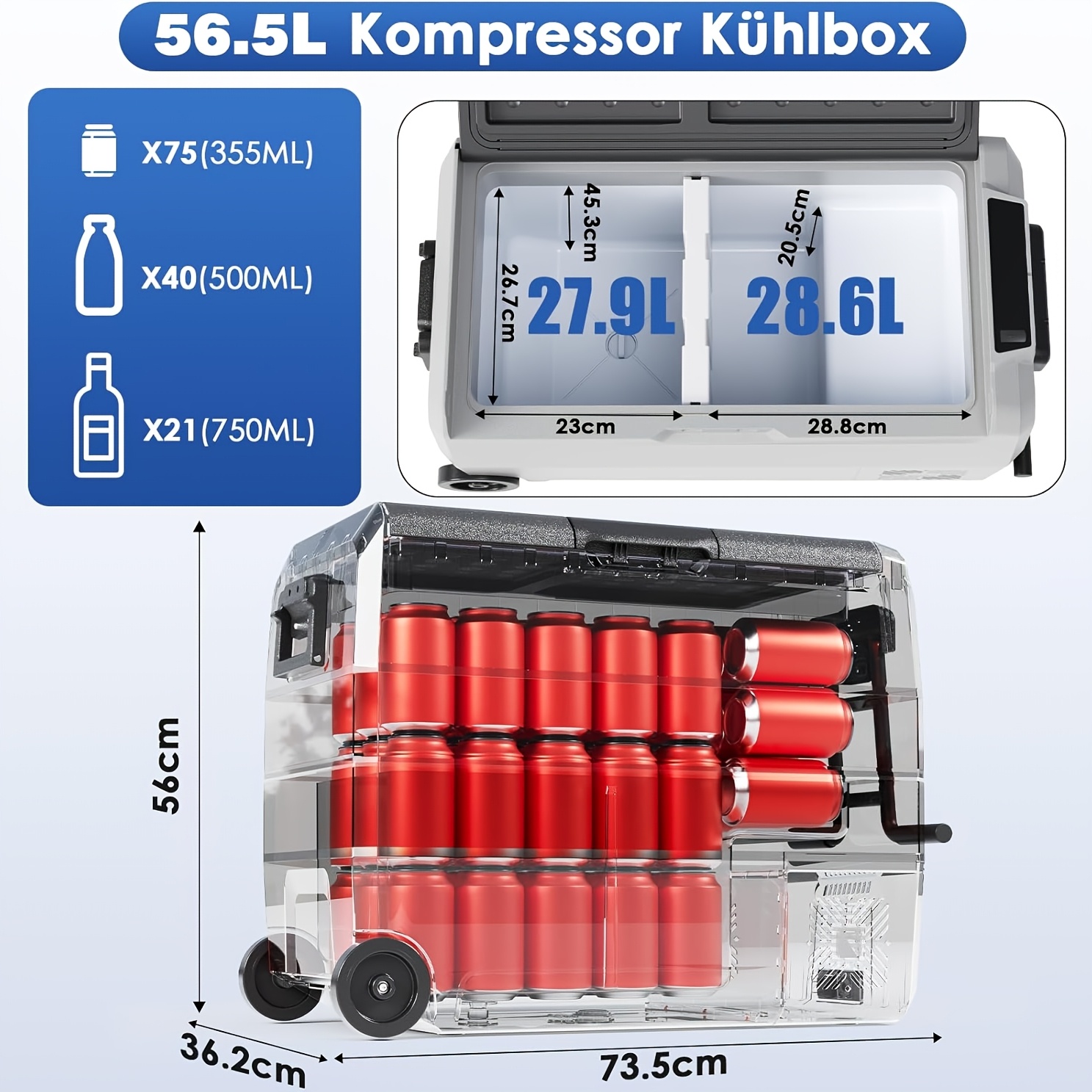 E-shop Kühlschrank, Kompakt-Kühlschrank, Kompressor-Kühlschrank, MAX/ECO-, Mindesttemperatur bis zu -20 Grad , Auto-Kühlschrank, 12/24V, 100-240V,