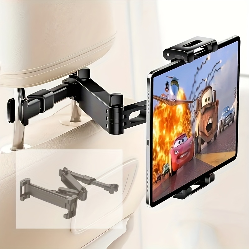 1pc car headrest tablet mount 3 in 1 long arm car backseat holder 360 degree rotatable adjustable road trip essential fits 4 7 11 inch for ipad   mini galaxy   gift